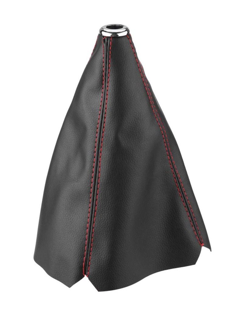 KASTWAVE Gear Shifter Gaiter Boot Adapter Pu Leather Gear Stick Cover Auto Manual Leather Red Stitch Black Shift Cover Gear Stick Dust Cover Shifter Boot - Image 1