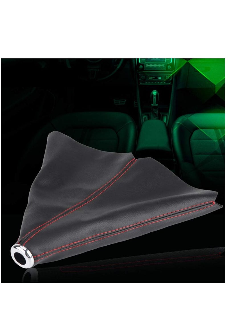 KASTWAVE Gear Shifter Gaiter Boot Adapter Pu Leather Gear Stick Cover Auto Manual Leather Red Stitch Black Shift Cover Gear Stick Dust Cover Shifter Boot - Image 5