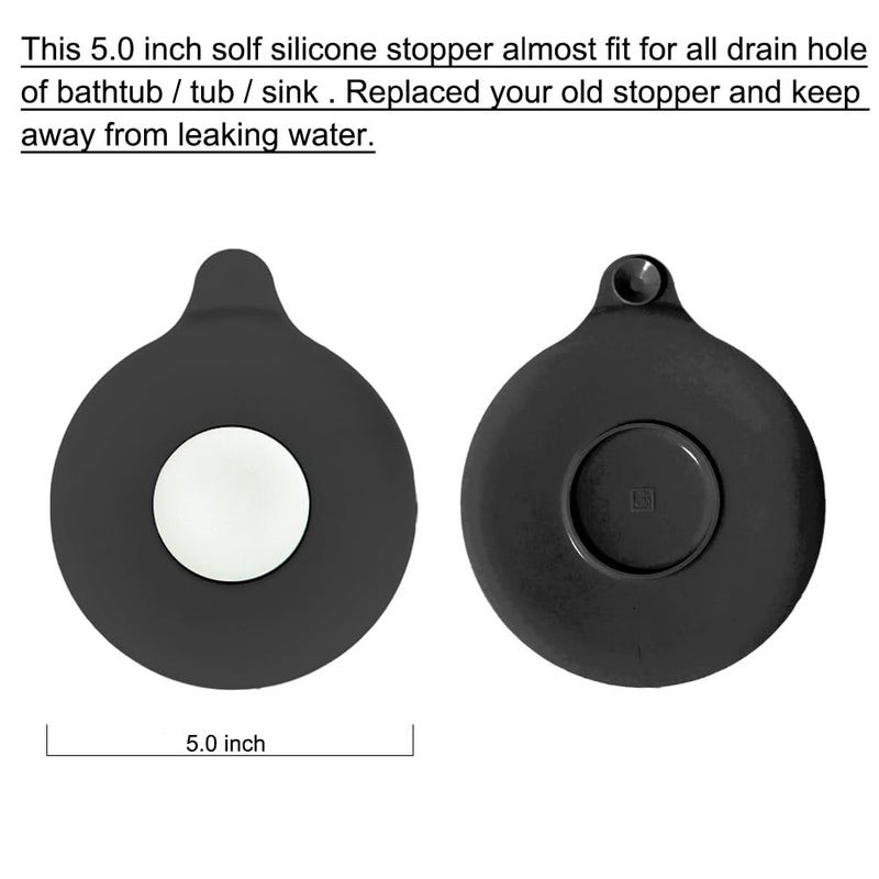 Seatery Bathroom Sink Stopper  Tub Stopper  Bathtub Drain Stopper  Bath Tub Plug  Bathtub Drain Cover  Bathtub Drain Plug  Sink Drain Cover  Sink Plug Black - Image 2