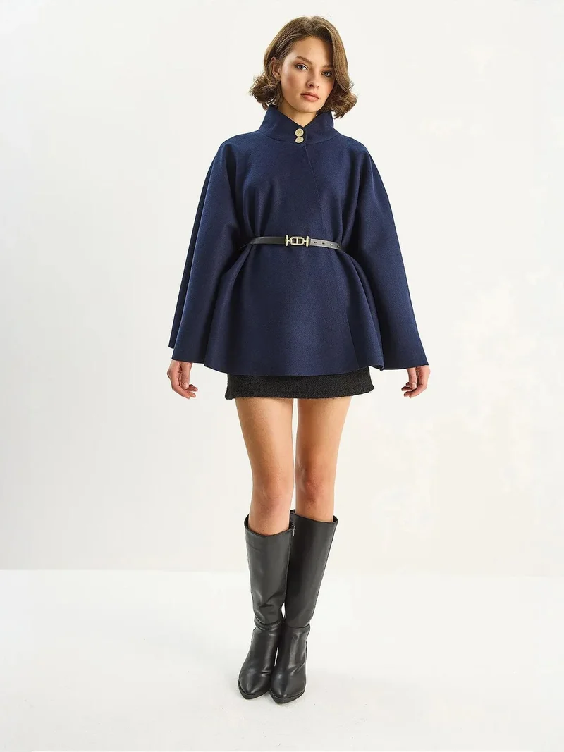 Bianco Lucci LUCCI Textured Overcoat with Button Closure