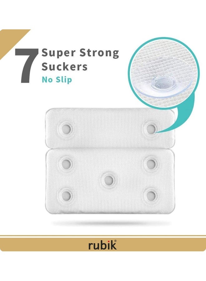 Rubik Bath Tub Pillow Waterproof Non Slip Comfortable Neck Rest Back Support Pillow Mat With 7 Strong Suction Cups Fits To Any Size Tub, Pack Of Two  - Image 4