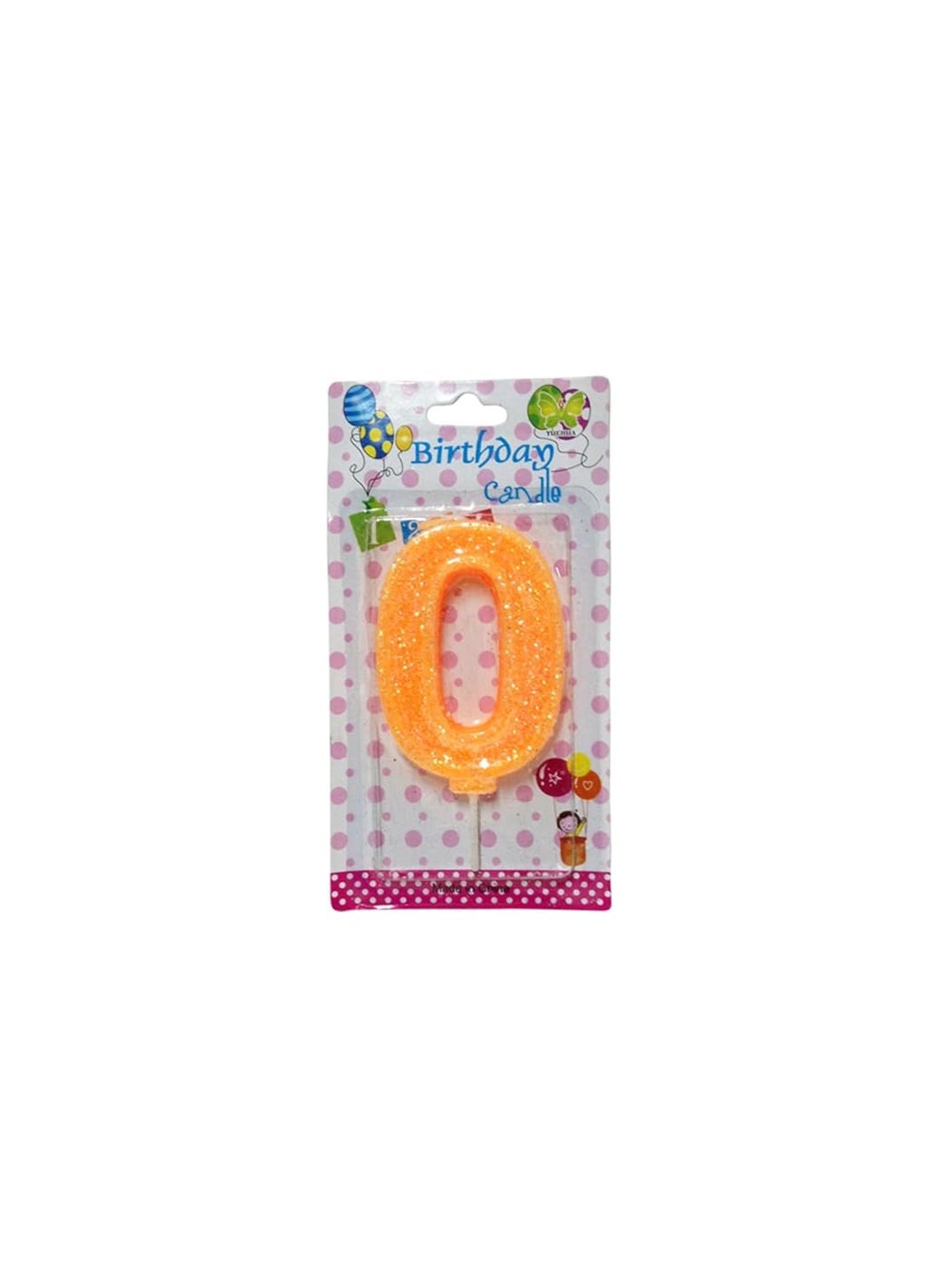 Funcart Funcart Numerical 0 Shape Glitter Orange Color Candle 