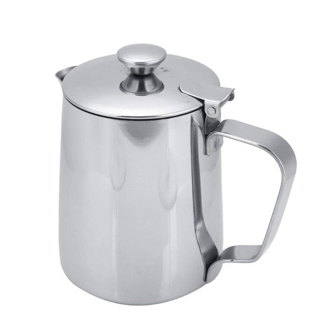 MILK FROTHER CUP STAINLESS STEEL MILK FROTHER STEAMER CUP WITH LID COFFEE CUP MUG FOR ESPRESSO COFFEE CAPPUCCINO LATTE ART FOR OFFICE KITCHEN350ML