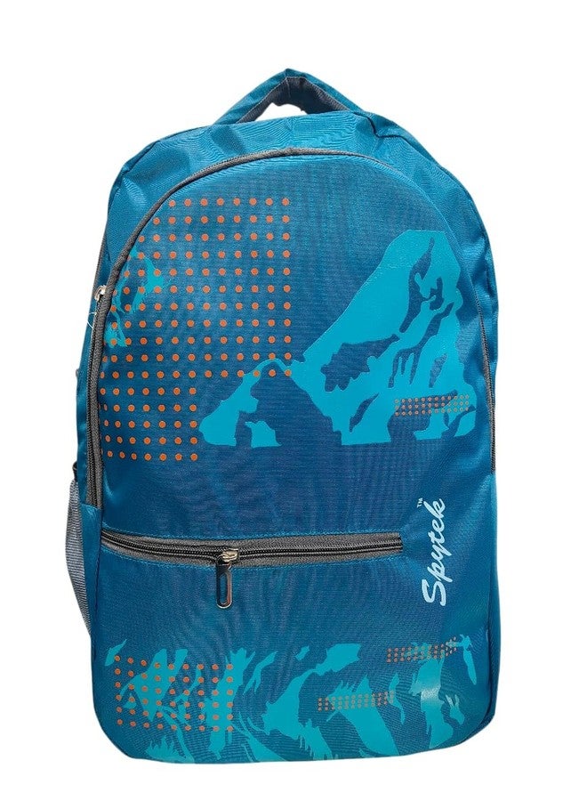 Spytek Blue Backpack with Dot Pattern Design, Front Zipper Pocket, Casual School College Bag