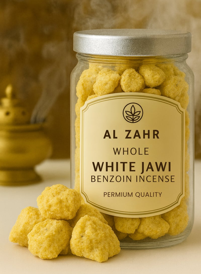 زهر بخور الزاهر الأبيض الكامل من الجاوي البنزوين - راتنج طبيعي عالي الجودة نقي 100% - علاج عطري أصيل واستخدام روحي - معطر منزلي، حرف يدوية وحفظ - Image 1