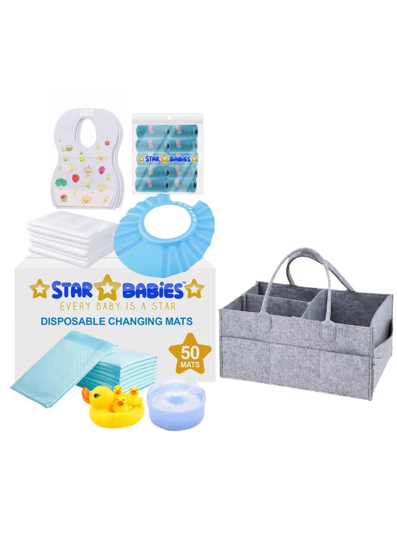 STAR BABiES Baby Essentials Pack Pack Of 7 With Caddy Diaper Bag Free Blue - Image 1