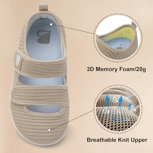 Besroad Womens Wide Diabetic Shoes Adjustable Walking Sneakers Arthritis Edema Zero Drop Sole Shoes Indoor Outdoor Casual 6Wide Khaki - Image 5