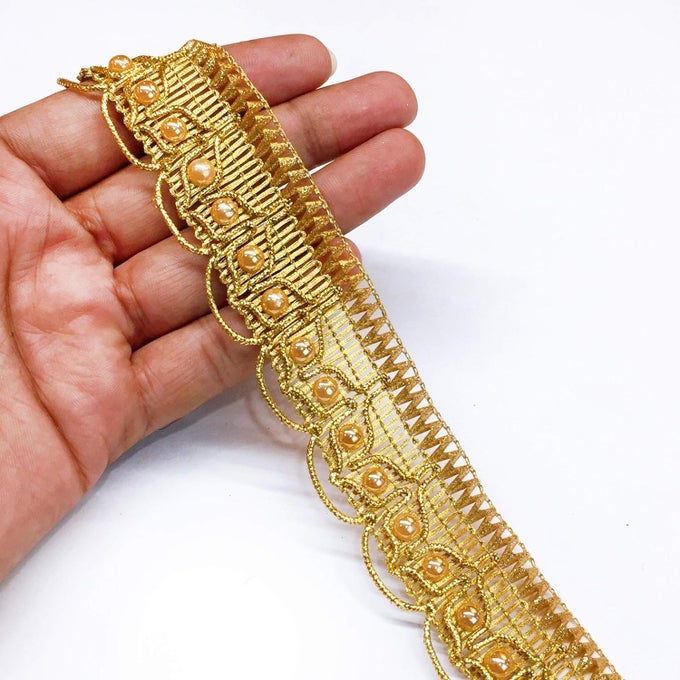 - 9 METER SHIMMER GOLDEN DORI LACE, STONE HANDWORK LATKAN LACE, DECORATIVE PACKAGING RIBBON, LACE TRIMMINGS, BRIDAL LEHENGA, SAREE DUPATTA SUIT ANARKALI BORDER, INDIAN TRIMS, FASHION SAREE