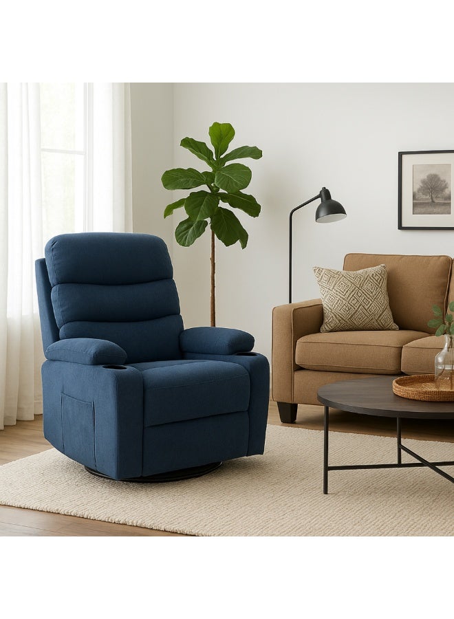 بكسل للأثاث كرسي استرخاء بحاملات أكواب من بكسل الأثاث, كرسي استرخاء هزاز ودوار من القماش الناعم مع مسند قدم قابل للتعديل - Image 1