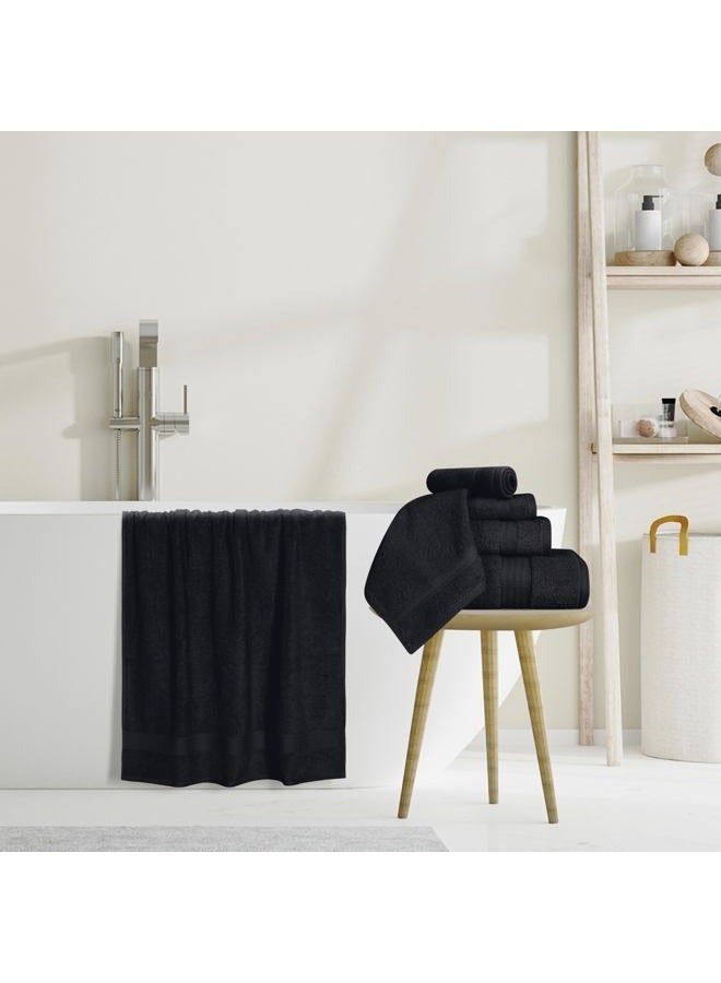 GLAMBURG Ultra Soft 8-Piece Towel Set - 100% Pure Ringspun Cotton, Contains 2 Oversized Bath Towels 27x54, 2 Hand Towels 16x28, 4 Wash Cloths 13x13 - Ideal for Everyday use, Hotel & Spa - Black - Image 5