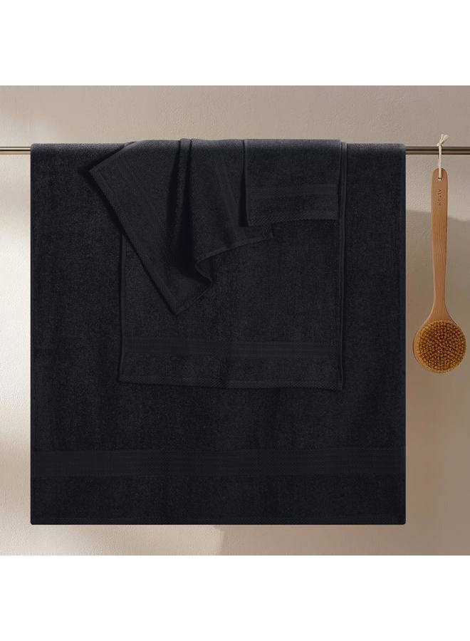 GLAMBURG Ultra Soft 8-Piece Towel Set - 100% Pure Ringspun Cotton, Contains 2 Oversized Bath Towels 27x54, 2 Hand Towels 16x28, 4 Wash Cloths 13x13 - Ideal for Everyday use, Hotel & Spa - Black - Image 3