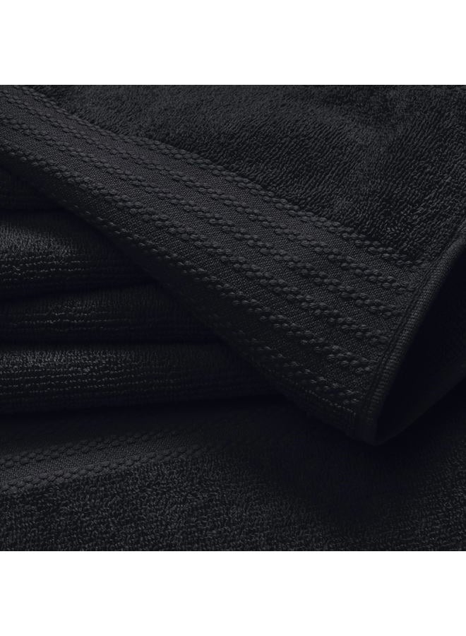 GLAMBURG Ultra Soft 8-Piece Towel Set - 100% Pure Ringspun Cotton, Contains 2 Oversized Bath Towels 27x54, 2 Hand Towels 16x28, 4 Wash Cloths 13x13 - Ideal for Everyday use, Hotel & Spa - Black - Image 2