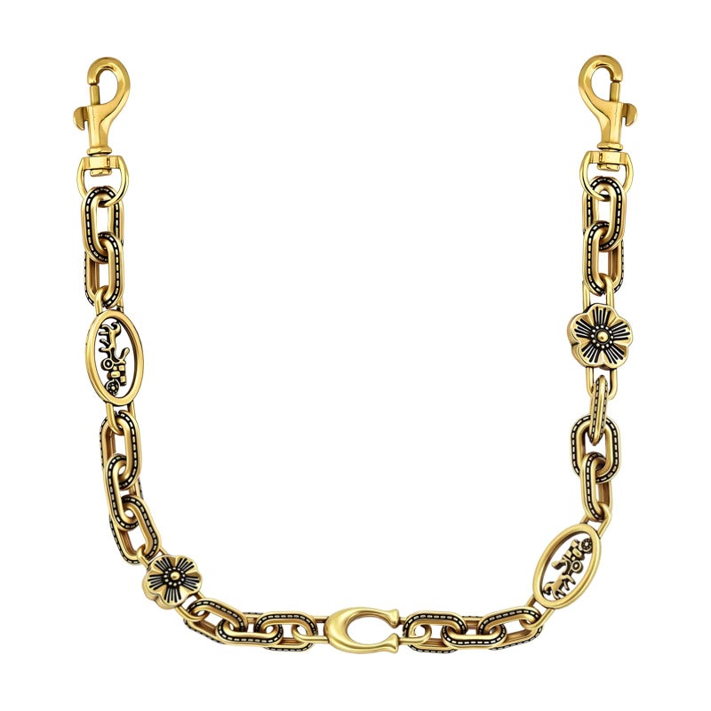 LSBDJDL Cute Cherry Gold Bag Charms Wallet Chain Keychains Purse Accessories For Women (letter) - Image 1