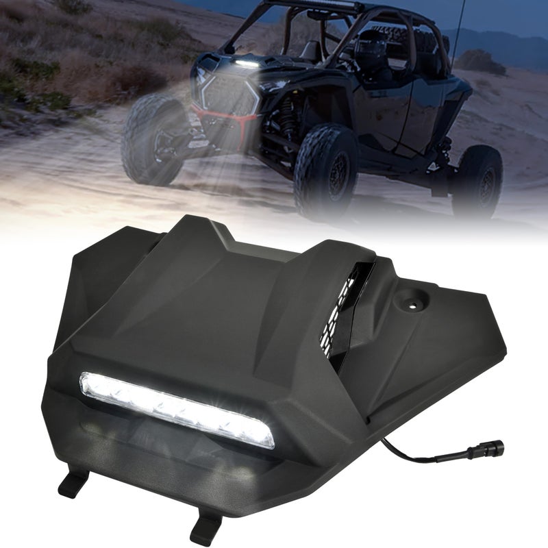 POKIAUTO Hood Scoop with LED Spotlight for 2025 Polaris RZR PRO XPPRO RS Accessories Sport Hood Scoop Air Intake Kit with Auxiliary Light with Rocker Switch PP Material Plug Play - Image 3