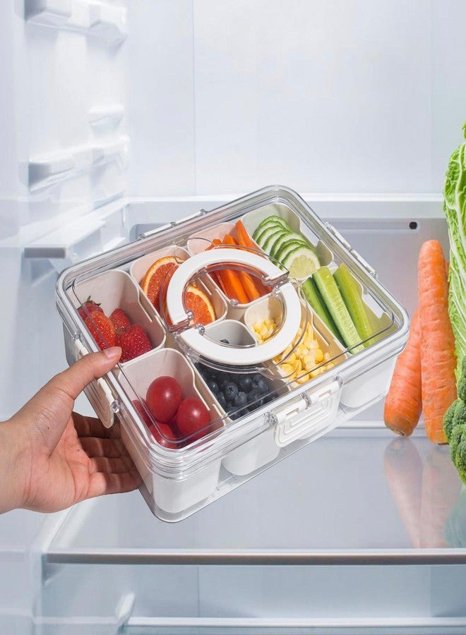 WACOI Divided Snack Serving Tray with Lid and Handle travel Snackle Box Charcuterie Container Portable Storage Organizer for Candy, Fruits, Nuts, Snacks 1Pack White - Image 5