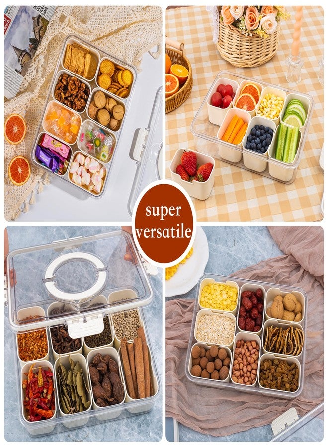 WACOI Divided Snack Serving Tray with Lid and Handle travel Snackle Box Charcuterie Container Portable Storage Organizer for Candy, Fruits, Nuts, Snacks 1Pack White - Image 3