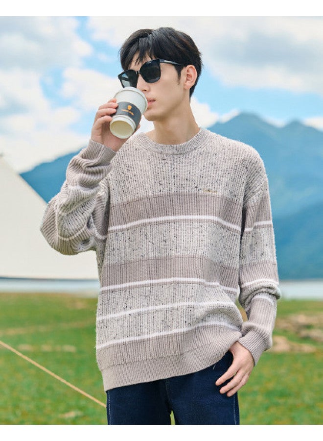 Cabbeen Embroidered Spot Sweater Men's Spring/autumn Loose Couple Knitwear Casual Comfortable - Image 1