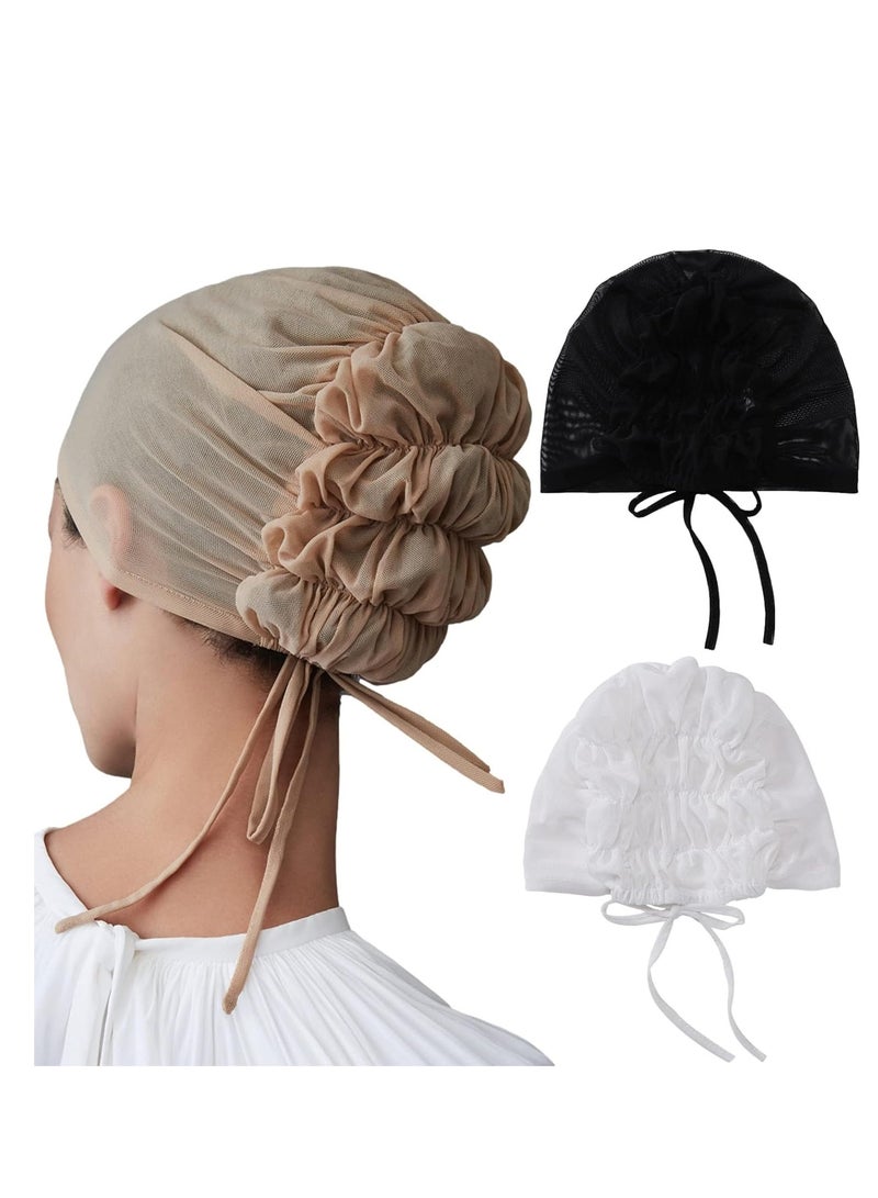 SYOSI غطاء رأس كيميائي 3 قطع قابل للتعديل تحت الحجاب للنساء قبعة حجاب مع رباط رأس - Image 1