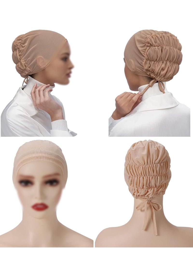 SYOSI غطاء رأس كيميائي 3 قطع قابل للتعديل تحت الحجاب للنساء قبعة حجاب مع رباط رأس - Image 4