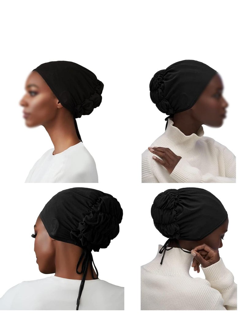 SYOSI غطاء رأس كيميائي 3 قطع قابل للتعديل تحت الحجاب للنساء قبعة حجاب مع رباط رأس - Image 5
