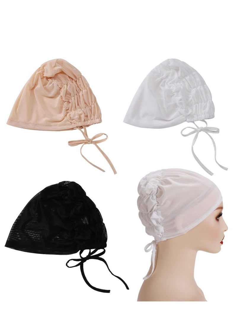 SYOSI غطاء رأس كيميائي 3 قطع قابل للتعديل تحت الحجاب للنساء قبعة حجاب مع رباط رأس - Image 2