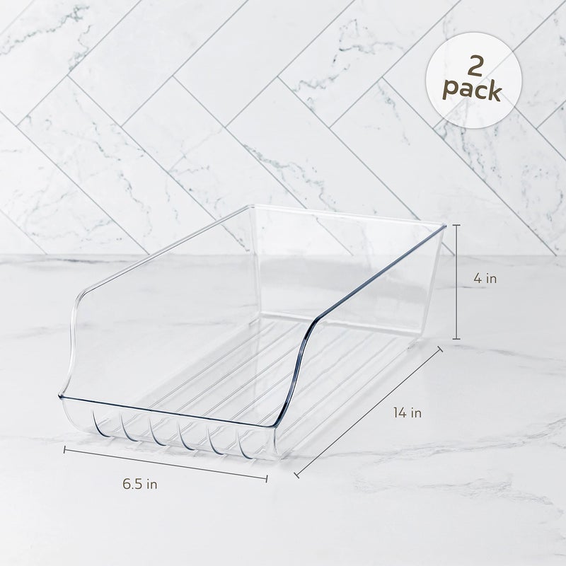 Oizeir Soda Can Organizer - Clear Plastic Storage Dispenser Bin For Refrigerator. Great Drink Holder For Kitchen Cabinets  Countertops  Pantry  Freezer And Fridge. (2-Pack) - Image 2