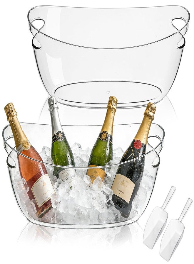 FLKQC Ice Buckets 2-Pack, 5L Large Clear Acrylic Beverage Tubs with Scoops, Plastic Champagne Wine Beer Cooler for Parties, Mimosa Bar, Cocktail & Outdoor Events, Beverage Cooling Buckets - Image 1