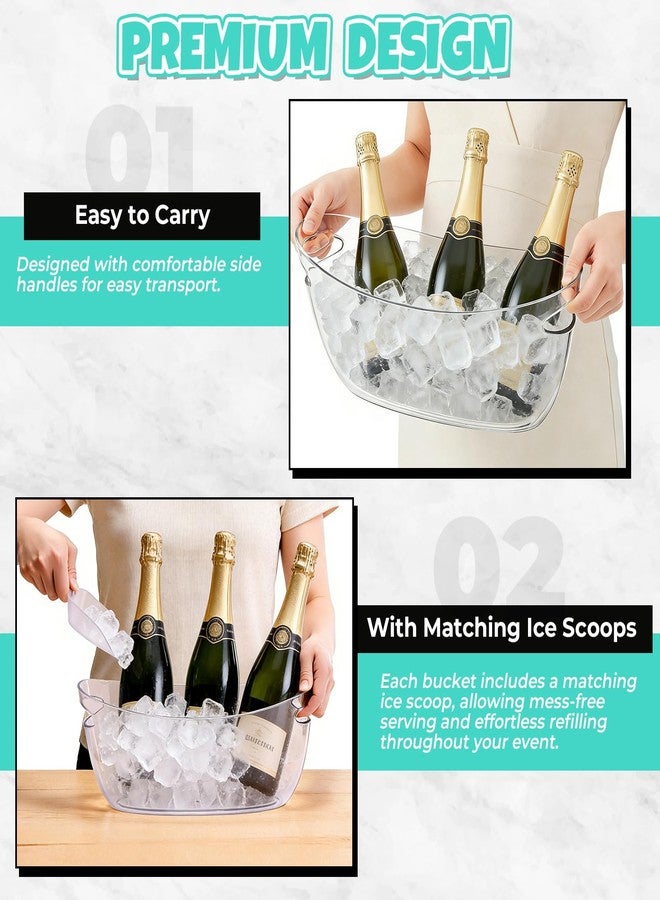 FLKQC Ice Buckets 2-Pack, 5L Large Clear Acrylic Beverage Tubs with Scoops, Plastic Champagne Wine Beer Cooler for Parties, Mimosa Bar, Cocktail & Outdoor Events, Beverage Cooling Buckets - Image 5