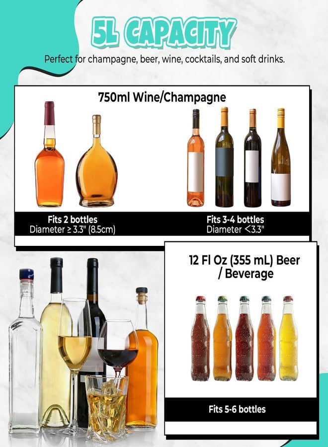 FLKQC Ice Buckets 2-Pack, 5L Large Clear Acrylic Beverage Tubs with Scoops, Plastic Champagne Wine Beer Cooler for Parties, Mimosa Bar, Cocktail & Outdoor Events, Beverage Cooling Buckets - Image 4