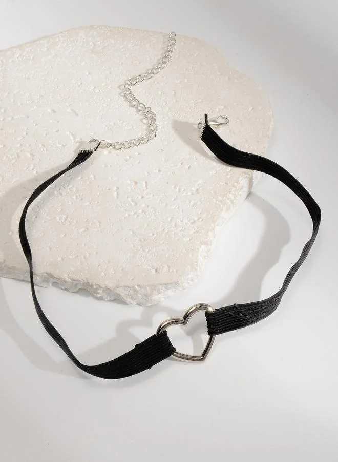 Take Two Heart Elastic Choker Necklace