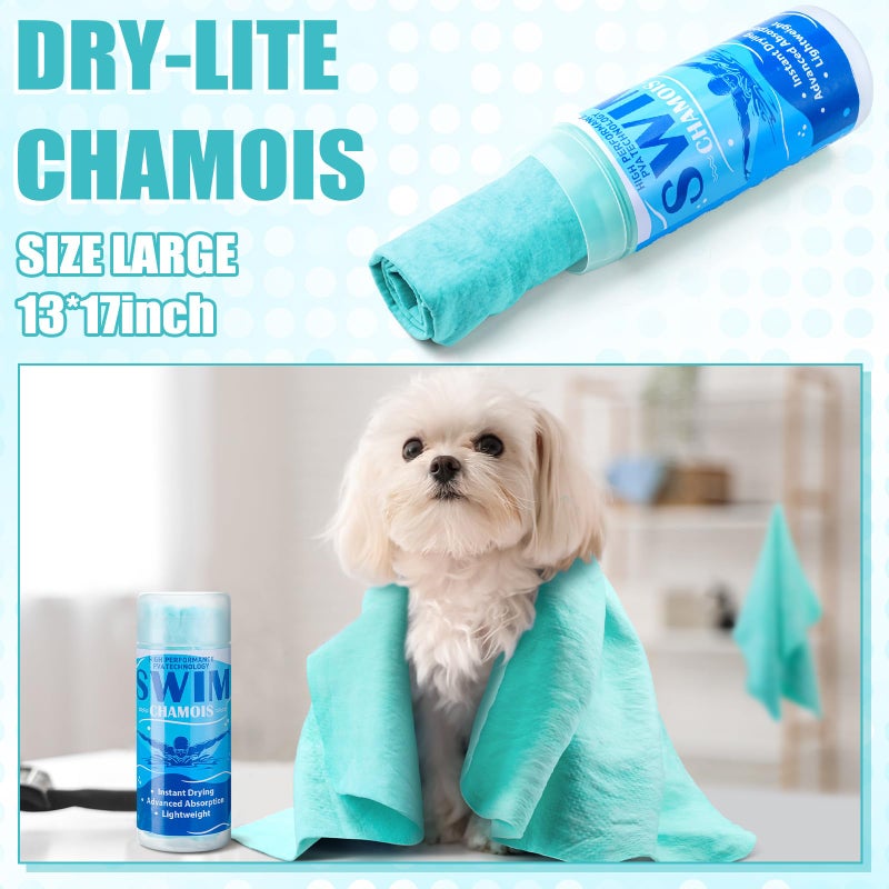 SmoothNovelty 2 Pack Swim Chamois Towel Water Absorbent Quick Dry Towel Shammy Chamois Cloth for Swimming Car Drying Diving Water Sports Beach Shower Pool Swimmer Gift(Blue, Aqua,13 x 17 Inch) - Image 4