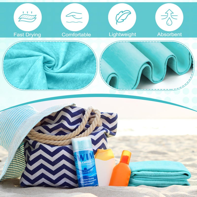 SmoothNovelty 2 Pack Swim Chamois Towel Water Absorbent Quick Dry Towel Shammy Chamois Cloth for Swimming Car Drying Diving Water Sports Beach Shower Pool Swimmer Gift(Blue, Aqua,13 x 17 Inch) - Image 5