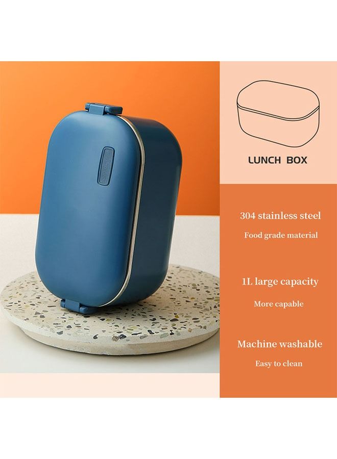 1.0L Heated Electric Lunch Box Car Truck Food Warmer Food Grade 304 Stainless Steel Container Portable Lunch Heater Bento Box Blue