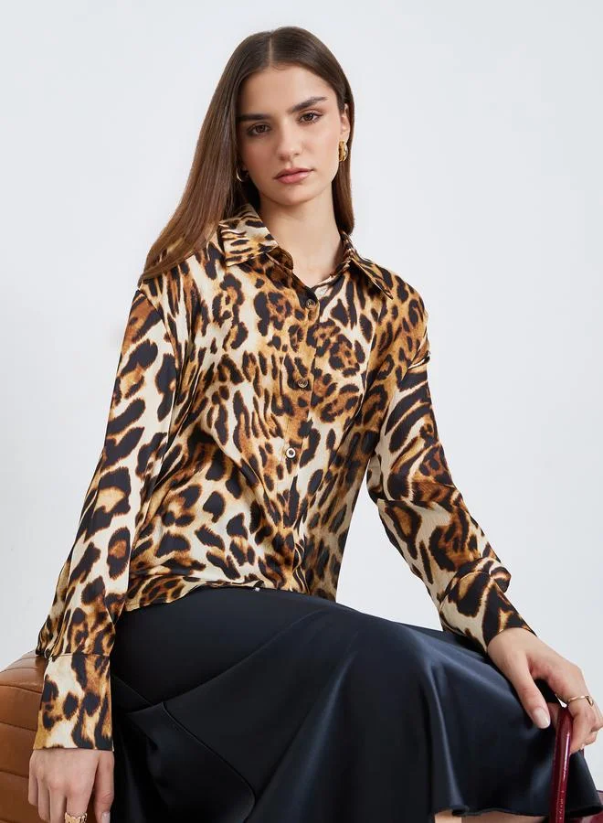 ستايلي بلوزة بطبعة ليوبارد مع أكمام طويلة