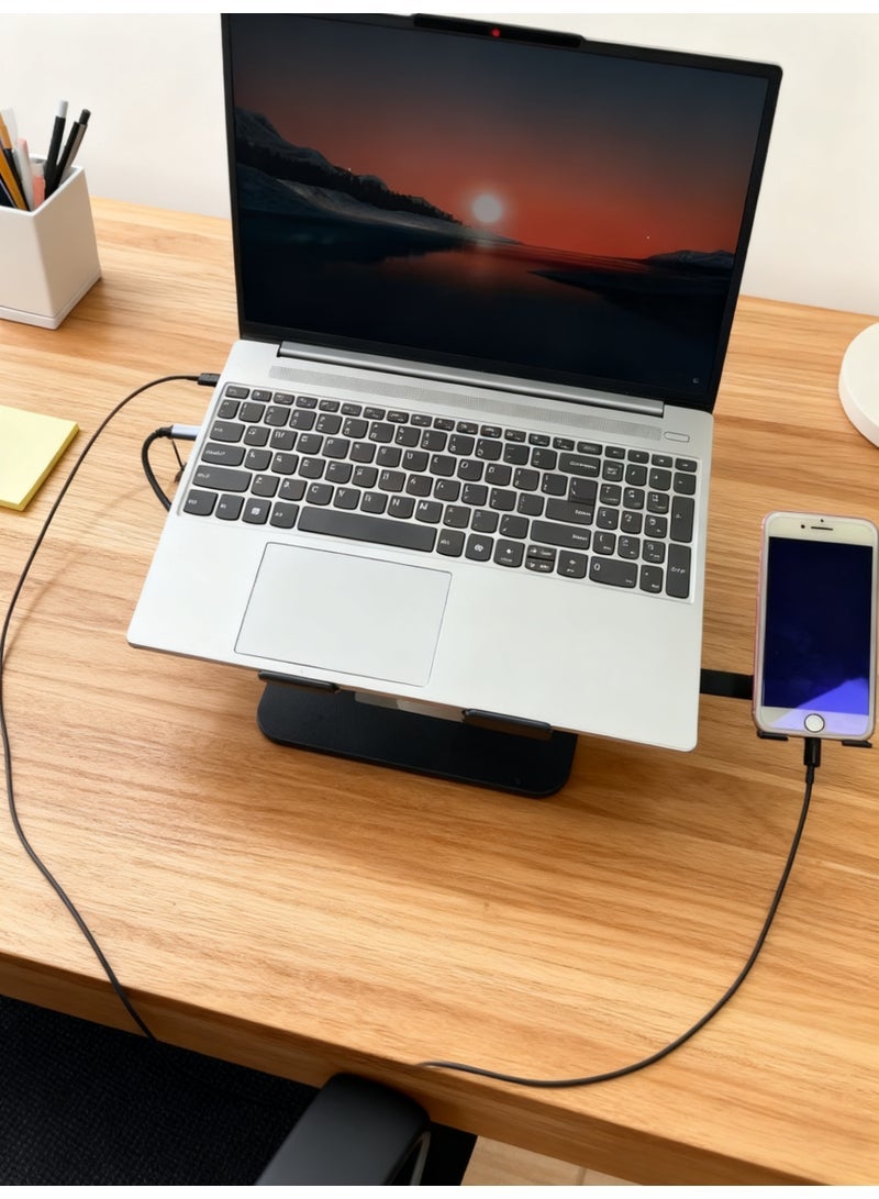 Adjustable Laptop Stand for Desk Ergonomic Riser with 360° Rotating Base Foldable Notebook Computer Holder Compatible MacBook Air Pro Dell XPS More 10-17 Laptops - Image 4