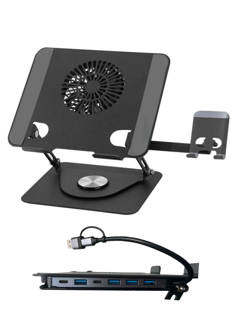 Adjustable Laptop Stand for Desk Ergonomic Riser with 360° Rotating Base Foldable Notebook Computer Holder Compatible MacBook Air Pro Dell XPS More 10-17 Laptops - Image 1