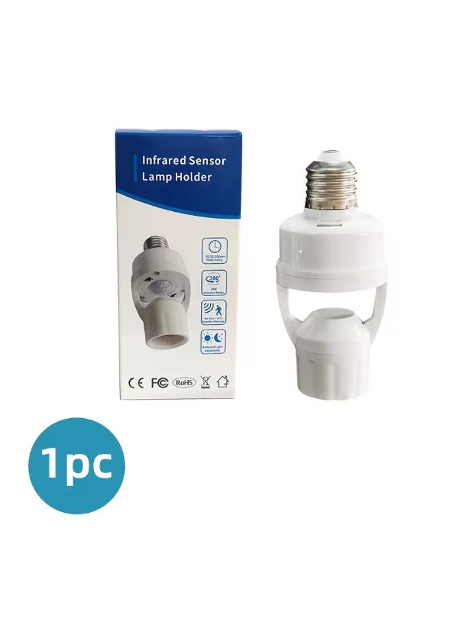 Human Body Sensor E27 Light Socket 120° Wide Angle + Dimmable + Hardwired Three- Advantage LED Bulb Converter Suitable for Living Room/Bedroom/Garage/Corridor/Bathroom etc. Switch Light Artifact Energy-Saving Human Sensor No Wiring Modifican - Image 1