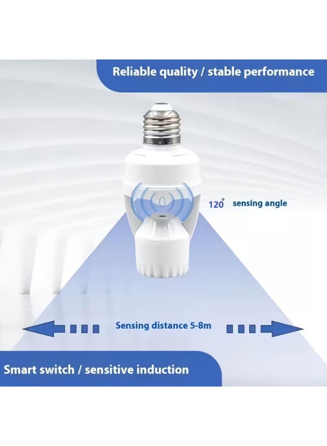 Human Body Sensor E27 Light Socket 120° Wide Angle + Dimmable + Hardwired Three- Advantage LED Bulb Converter Suitable for Living Room/Bedroom/Garage/Corridor/Bathroom etc. Switch Light Artifact Energy-Saving Human Sensor No Wiring Modifican - Image 5