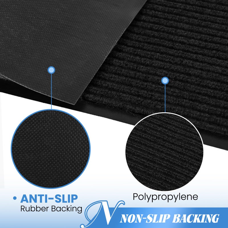 REWOMC Door Mat Heavy Duty Outdoor Indoor Doormat Low Profile Front Door Mat Large 31x47 inch Jet Black Entrance Welcome Mats Easy Clean Patio Entrance Mat Waterproof Anti-Skid Rubber Backing - Image 3
