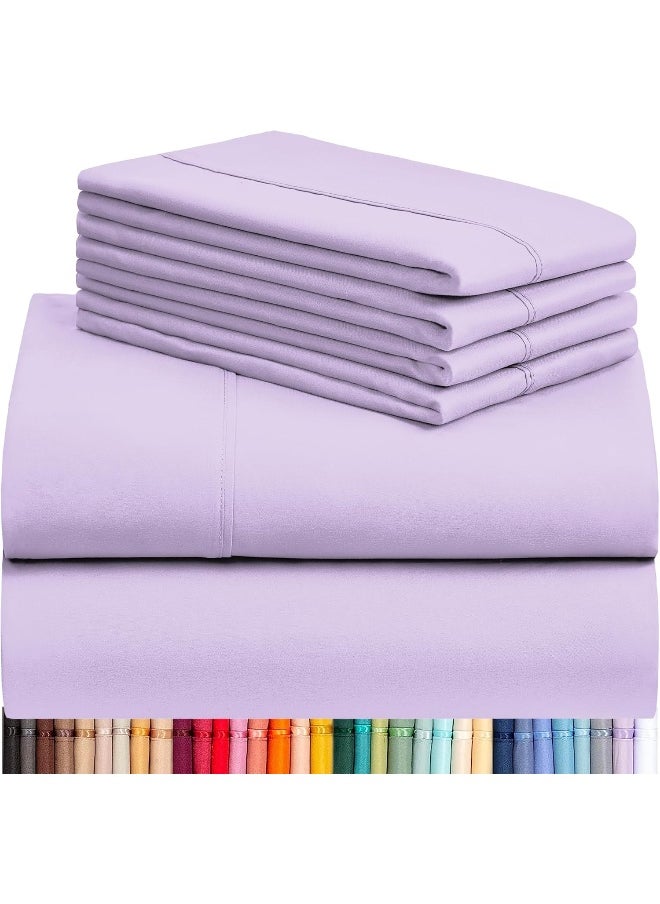 Generic LuxClub 6 PC Queen Sheet Set, Breathable Luxury Bed Sheets, Deep Pockets 18" Eco Friendly Wrinkle Free Cooling Sheets Machine Washable Hotel Bedding Silky Soft - Lavender Queen  - Image 1