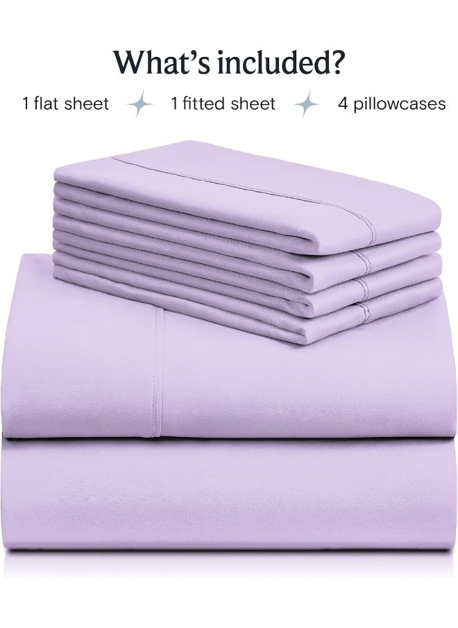 Generic LuxClub 6 PC Queen Sheet Set, Breathable Luxury Bed Sheets, Deep Pockets 18" Eco Friendly Wrinkle Free Cooling Sheets Machine Washable Hotel Bedding Silky Soft - Lavender Queen  - Image 2