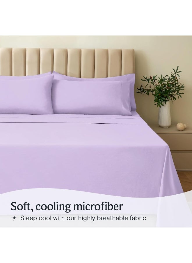 Generic LuxClub 6 PC Queen Sheet Set, Breathable Luxury Bed Sheets, Deep Pockets 18" Eco Friendly Wrinkle Free Cooling Sheets Machine Washable Hotel Bedding Silky Soft - Lavender Queen  - Image 3