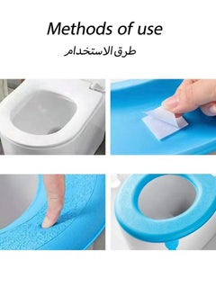 الدليبن وسادة مقعد مرحاض، مقعد مرحاض منزلي، مقعد مرحاض مقاوم للماء قابل للتدفق على شكل حرف O، وسادة مقعد مرحاض عالمية لجميع المواسم （أزرق）  - Image 3