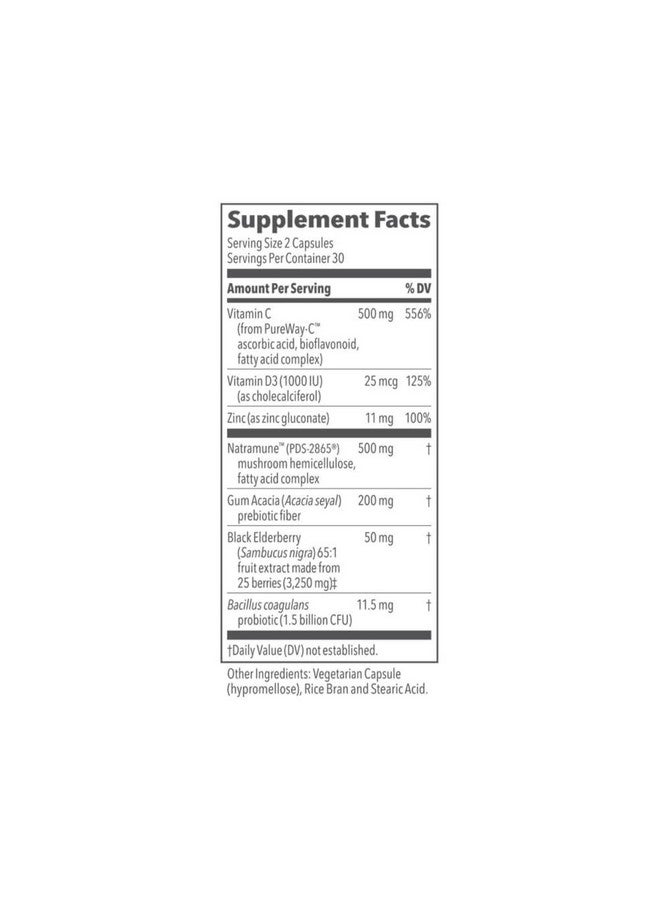 لايف سيزنز لايف سيزونز كلينيكال إيمونيتي - تعزيز يومي - معزز لجهاز المناعة - بريبيوتيك + بروبيوتيك - يزيد الأجسام المضادة والخلايا المناعية - توت العليق، زنك، ناترامون، وفيتامين سي + د3 - 60 كبسولة - Image 1