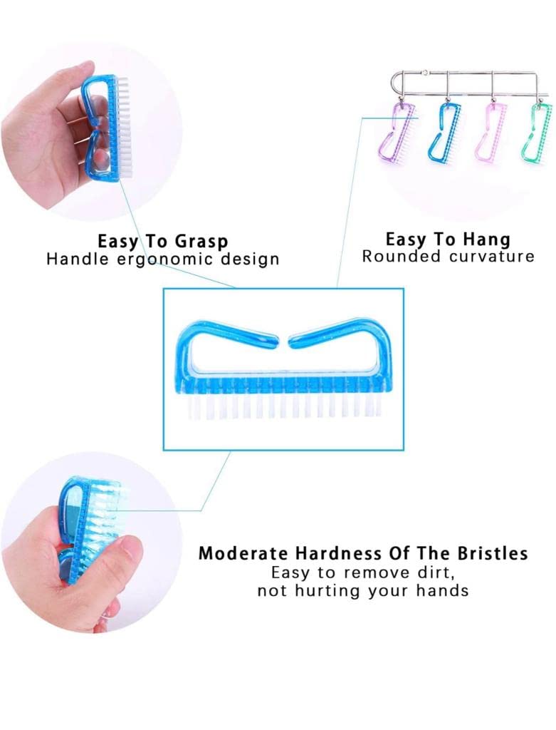 CELLEBII® Washing Nail Brushes Soft Remove Dust Nail Art Plastic Cleaning Brush Nail Arts Tools Finger Toe Nail Cleaning Brush Manicure Pedicure Scrubbing Cleaner for Dead Skin for Men and Women - Image 4