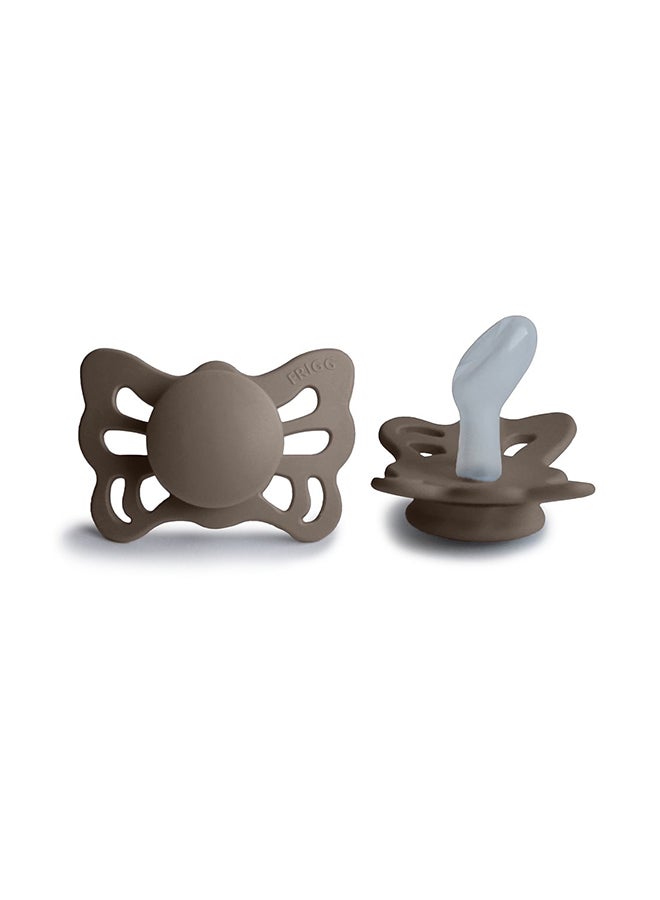 FRIGG Butterfly Anatomical Silicone Baby Pacifier 0-6M 1-Pack Portobello- Size 1