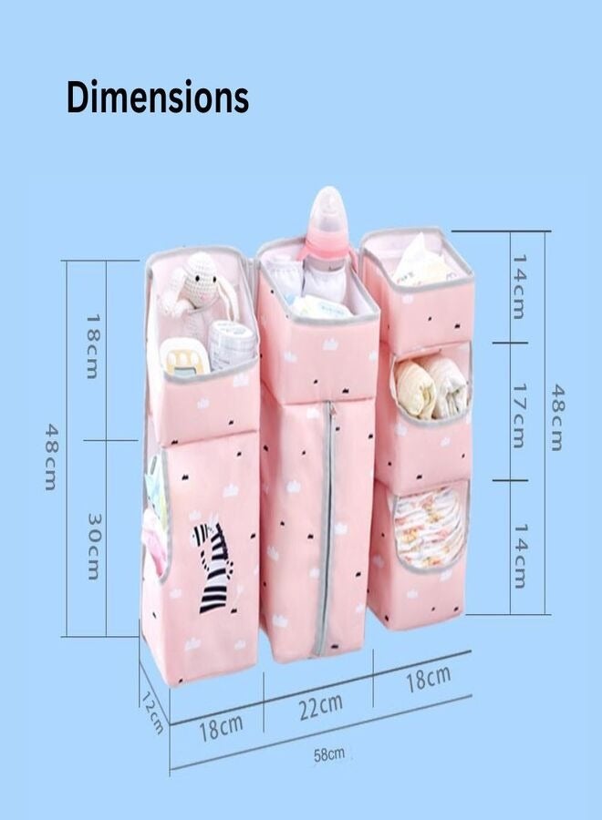 ترتيس منظم سرير الأطفال بجانب السرير (وردي) - Image 2