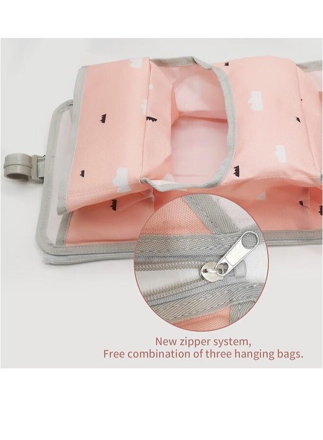 ترتيس منظم سرير الأطفال بجانب السرير (وردي) - Image 4