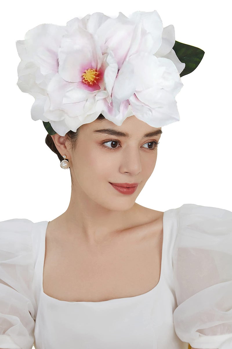 Coucoland White Flower Hat Fascinator Womens Floral Fascinators for Women Tea Party Hats Church Derby Headband