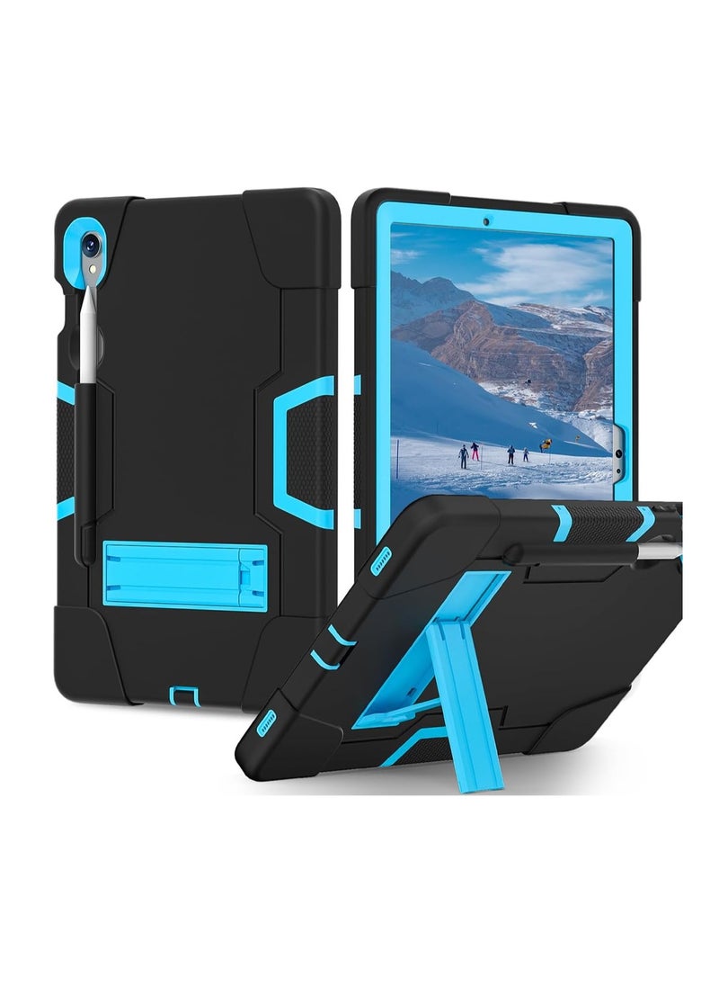 General Case for Galaxy Tablet S9 FE & S9 2023 (SM-X710/X718U/X716B/X510/X516B), Soft Silicone & Hard Pc 3-Layer Military Protector Cover for Tab S9 & S9 FE11 Inch with S-Pen Holder Stand Black+Blue  - Image 1